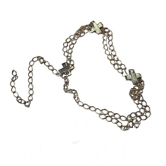 VINTAGE Gold Tone "X" Double Chain Belt - Picture 2 of 5